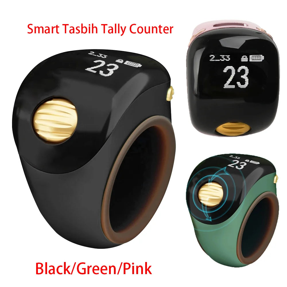 Smart Tasbih Tally Counter OLED Digital Electronic Counter Multi-Function Prayer Time Vibration Reminder Tasbeeh Ring Counters