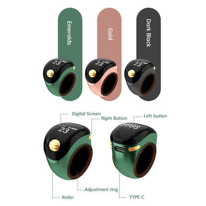 Smart Tasbih Tally Counter OLED Digital Electronic Counter Multi-Function Prayer Time Vibration Reminder Tasbeeh Ring Counters