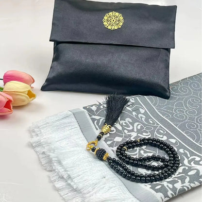 Muslim Prayer Mat Set with Prayer Beads