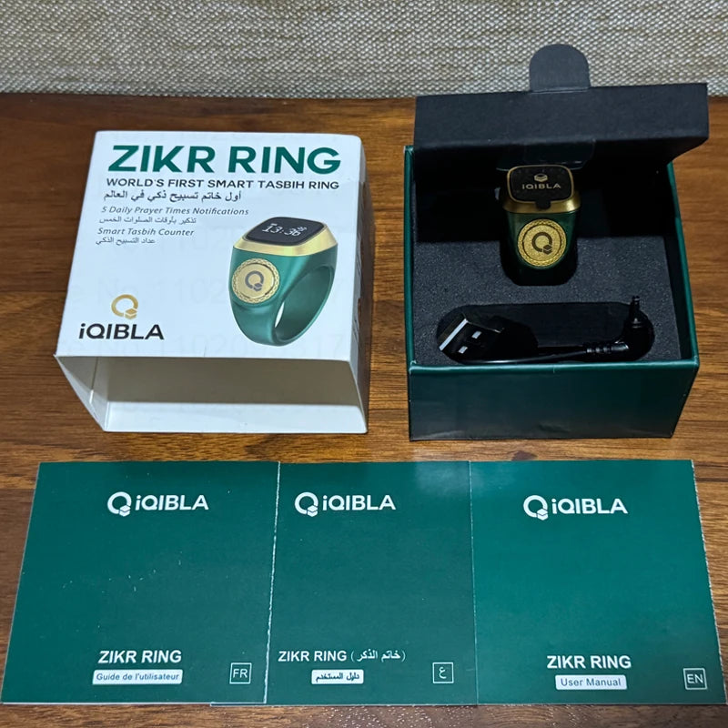 Iqibla Smart Zikr Ring - Electronic Digital Counter for Tasbih and Prayer Time with Vibration Reminder, Waterproof Design