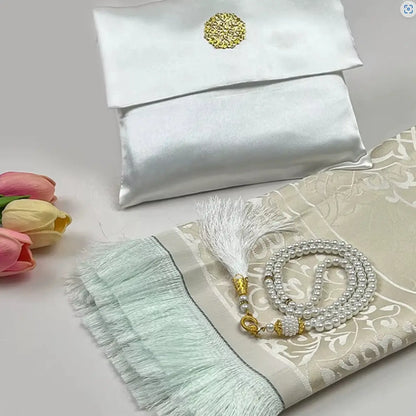 Muslim Prayer Mat Set with Prayer Beads