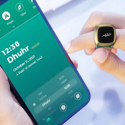 Iqibla Smart Zikr Ring - Electronic Digital Counter for Tasbih and Prayer Time with Vibration Reminder, Waterproof Design